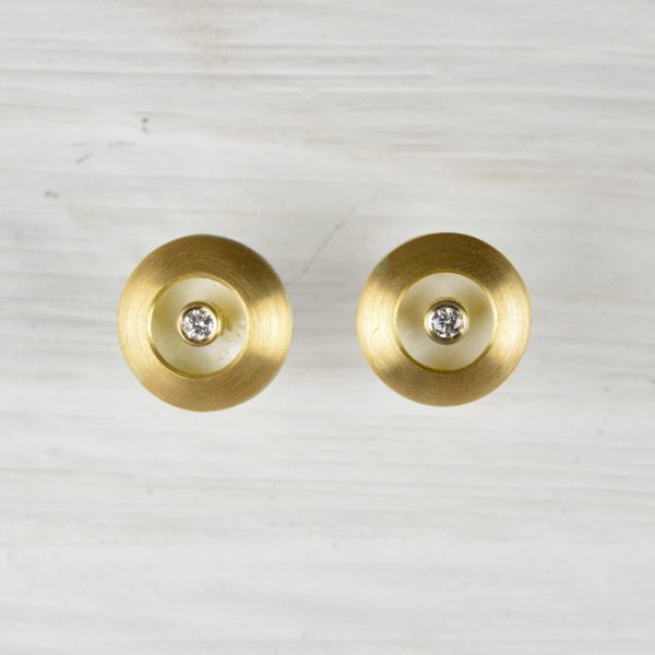 18ct gold and sterling silver earrings with diamonds