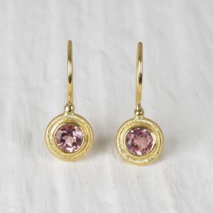 18ct gold earrings with pink tourmaline