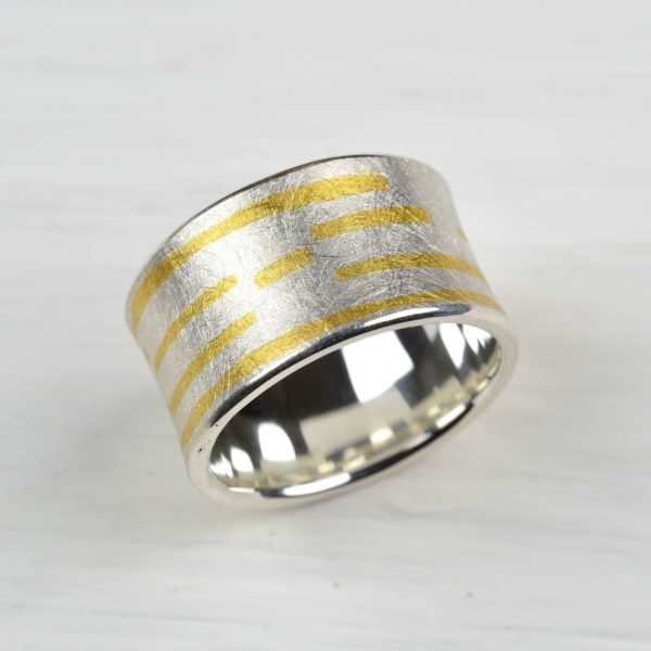 sterling silver and fused fine gold ring