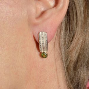 sterling silver and 18ct gold earrings with peridot