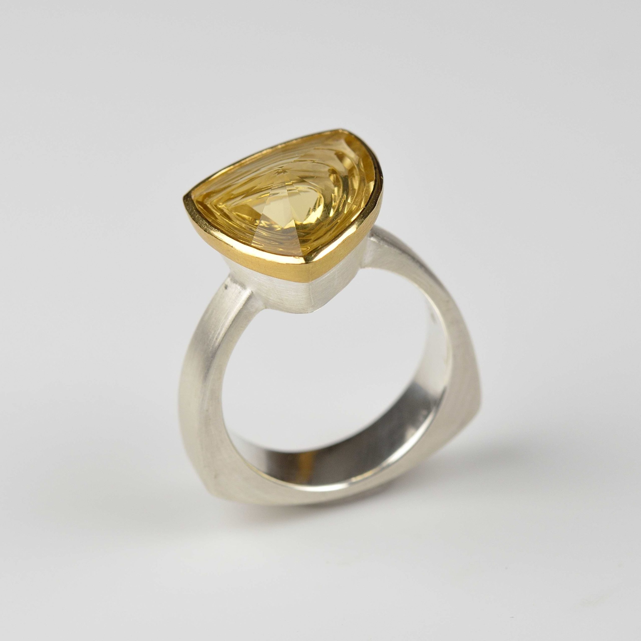 sterling silver and 22ct gold ring with citrine