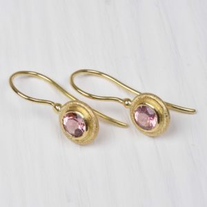 18ct gold earrings with pink tourmaline