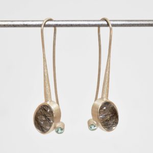 sterling silver earrings with rutile quartz and apatites