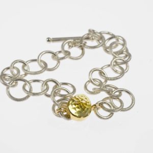 sterling silver and 18ct gold bracelet with lemon quartz