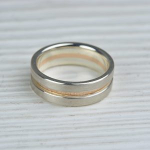 sterling silver and 18ct red gold ring