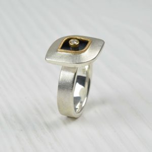 sterling silver and 18ct rose gold with diamond