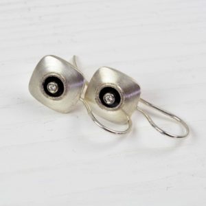 sterling silver and 18ct white gold earrings with diamonds