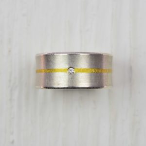 sterling silver and finegold ring with diamond