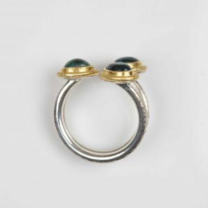sterling silver and 18ct gold tourmaline ring