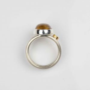 sterling silver and 18ct gold ring with rutile quartz and sapphire