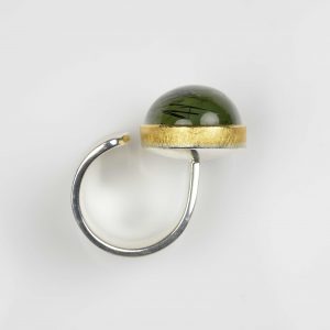 sterling silver and 22ct gold ring with rutile prehnite