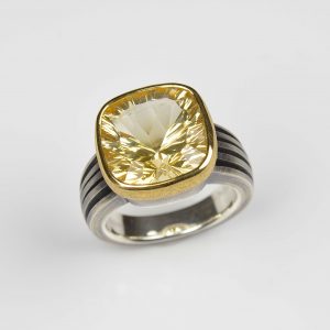 sterling silver and 22ct gold ring with lemon quartz