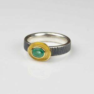 sterling silver and 18ct gold emerald ring