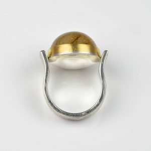 Sterling silver and 22ct gold ring with rutile quartz