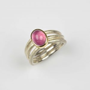 sterling silver and 18ct gold ring with tourmaline