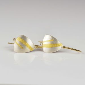 sterling silver, finegold and 18ct gold diamond earrings