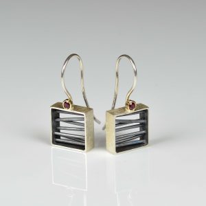 sterling silver and 18ct gold earrings with ruby