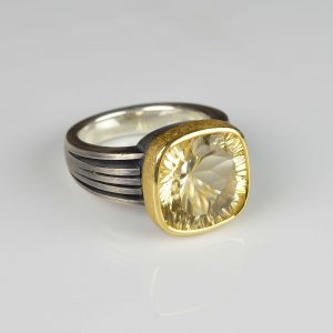 sterling silver and 22ct gold ring with lemon quartz