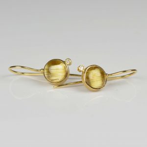 18ct gold earrings with rutile quartz diamonds