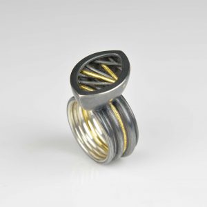 sterling silver and 22ct gold ring