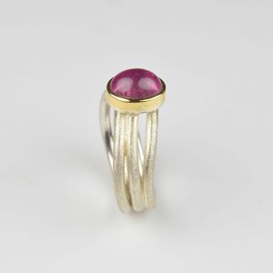 sterling silver and 18ct gold ring with tourmaline