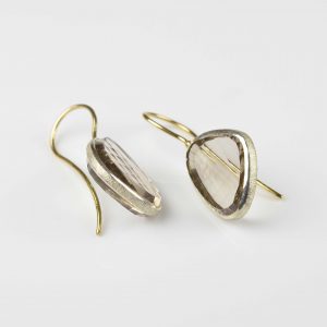 sterling silver and 18ct gold earrings with smokey quartz
