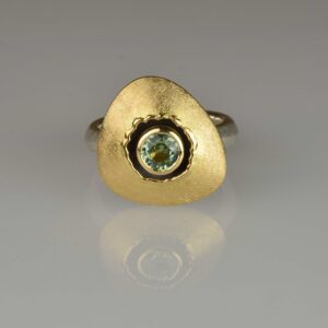 Silver and 18ct gold tourmaline ring