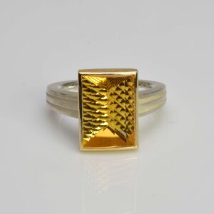 Silver and 18ct gold citrine ring