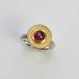 Silver and 18ct tourmaline ring