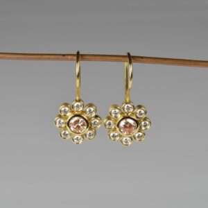 18ct gold pink and white diamond earrings